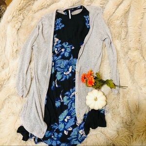 Free People Paint the Sun Black Floral Slip Dress